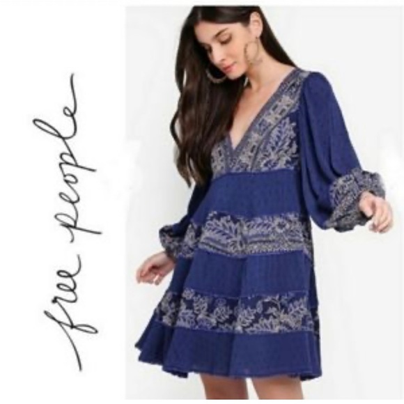 ✨💥⚡️ Free People My Love Embroidered Indigo Combo - Picture 2 of 10